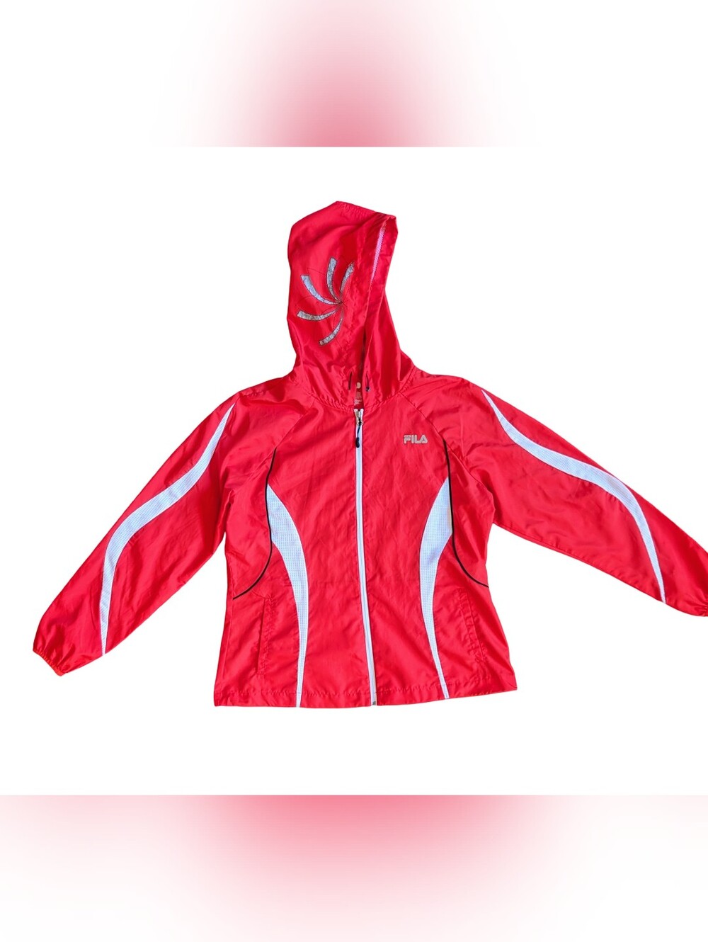 Fila Sport Full-Zip Windbreaker Hooded Reflective Red-Orange L